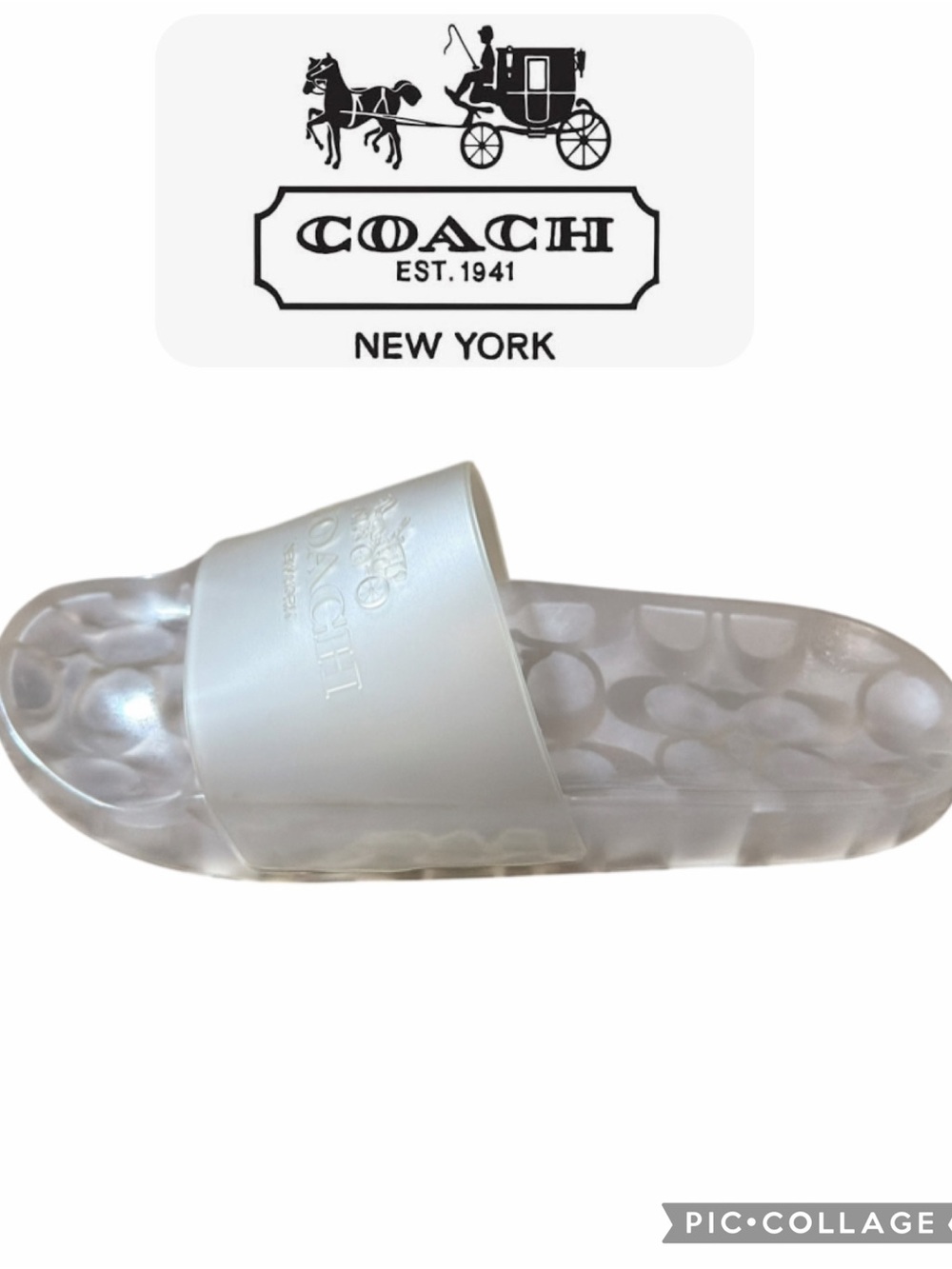 Coach White Clear Logo Jelly Slide